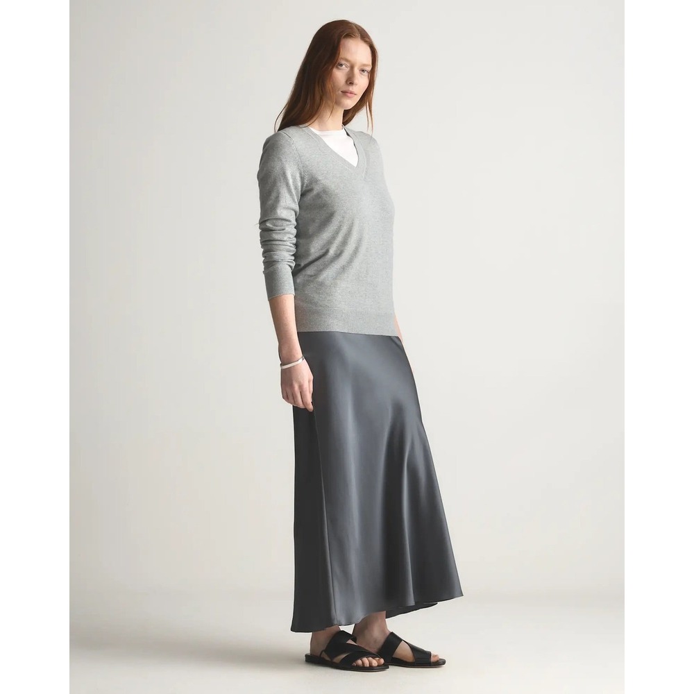 Quince Lightweight Cotton Cashmere V Neck Sweater Heather Grey Size M Capsule - Picture 3 of 6